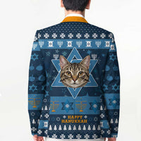 Happy Hanukcat Christmas Design Blazer Xmas Holiday Patterns - Wonder Print Shop