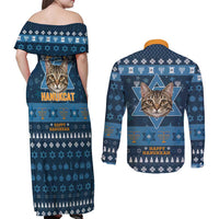 Happy Hanukcat Christmas Design Couples Matching Off Shoulder Maxi Dress and Long Sleeve Button Shirt Xmas Holiday Patterns - Wonder Print Shop