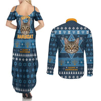 Happy Hanukcat Christmas Design Couples Matching Summer Maxi Dress and Long Sleeve Button Shirt Xmas Holiday Patterns - Wonder Print Shop