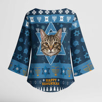 Happy Hanukcat Christmas Design Kimono Sleeve Blouse Xmas Holiday Patterns - Wonder Print Shop