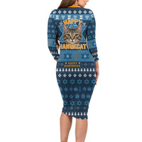 Happy Hanukcat Christmas Design Long Sleeve Bodycon Dress Xmas Holiday Patterns - Wonder Print Shop