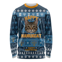 Happy Hanukcat Christmas Design Long Sleeve Shirt Xmas Holiday Patterns - Wonder Print Shop
