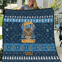 Happy Hanukcat Christmas Design Quilt Xmas Holiday Patterns - Wonder Print Shop
