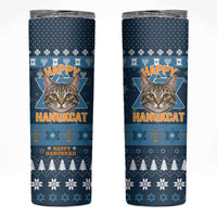Happy Hanukcat Christmas Design Skinny Tumbler Xmas Holiday Patterns - Wonder Print Shop