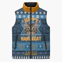 Happy Hanukcat Christmas Design Sleeveless Puffer Jacket Xmas Holiday Patterns - Wonder Print Shop