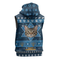 Happy Hanukcat Christmas Design Sleeveless Zip Hoodie Xmas Holiday Patterns - Wonder Print Shop