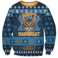 Happy Hanukcat Christmas Design Sweatshirt Xmas Holiday Patterns - Wonder Print Shop
