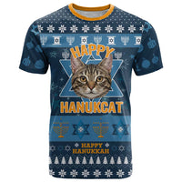 Happy Hanukcat Christmas Design T Shirt Xmas Holiday Patterns - Wonder Print Shop