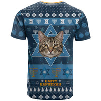 Happy Hanukcat Christmas Design T Shirt Xmas Holiday Patterns - Wonder Print Shop