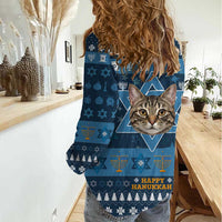 Happy Hanukcat Christmas Design Women Casual Shirt Xmas Holiday Patterns - Wonder Print Shop