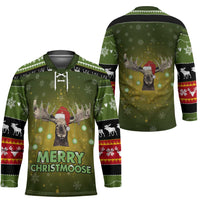 Merry ChristMoose Christmas Hockey Jersey Xmas Holiday Patterns - Wonder Print Shop