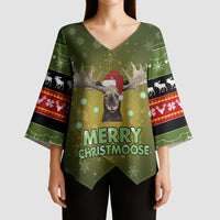 Merry ChristMoose Christmas Kimono Sleeve Blouse Xmas Holiday Patterns - Wonder Print Shop