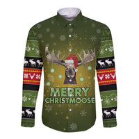 Merry ChristMoose Christmas Long Sleeve Button Shirt Xmas Holiday Patterns - Wonder Print Shop