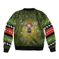 Merry ChristMoose Christmas Sleeve Zip Bomber Jacket Xmas Holiday Patterns - Wonder Print Shop