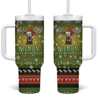 Merry ChristMoose Christmas Tumbler With Handle Xmas Holiday Patterns - Wonder Print Shop