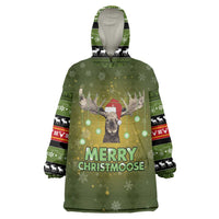 Merry ChristMoose Christmas Wearable Blanket Hoodie Xmas Holiday Patterns - Wonder Print Shop