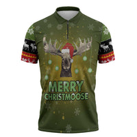 Merry ChristMoose Christmas Zipper Polo Shirt Xmas Holiday Patterns - Wonder Print Shop