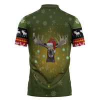 Merry ChristMoose Christmas Zipper Polo Shirt Xmas Holiday Patterns - Wonder Print Shop