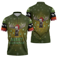 Merry ChristMoose Christmas Zipper Polo Shirt Xmas Holiday Patterns - Wonder Print Shop