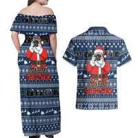 Merry Clickmas Christmas Couples Matching Off Shoulder Maxi Dress and Hawaiian Shirt Xmas Holiday Patterns - Wonder Print Shop