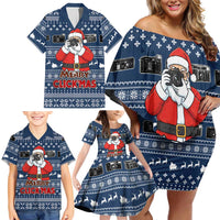 Merry Clickmas Christmas Family Matching Off Shoulder Short Dress and Hawaiian Shirt Xmas Holiday Patterns - Wonder Print Shop
