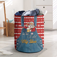 Ho Ho Hold My Beer Santa Christmas Design Laundry Basket Xmas Holiday Patterns - Wonder Print Shop