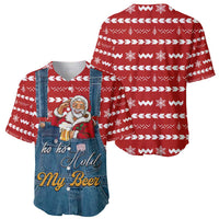 Ho Ho Hold My Beer Santa Christmas Design Baseball Jersey Xmas Holiday Patterns - Wonder Print Shop