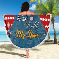 Ho Ho Hold My Beer Santa Christmas Design Beach Blanket Xmas Holiday Patterns - Wonder Print Shop