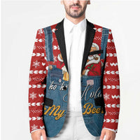 Ho Ho Hold My Beer Santa Christmas Design Blazer Xmas Holiday Patterns - Wonder Print Shop