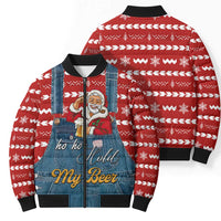 Ho Ho Hold My Beer Santa Christmas Design Bomber Puffer Jacket Xmas Holiday Patterns - Wonder Print Shop
