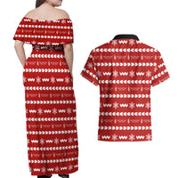 Ho Ho Hold My Beer Santa Christmas Design Couples Matching Off Shoulder Maxi Dress and Hawaiian Shirt Xmas Holiday Patterns - Wonder Print Shop
