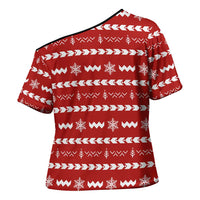 Ho Ho Hold My Beer Santa Christmas Design Cross Shoulder Shirt Xmas Holiday Patterns - Wonder Print Shop