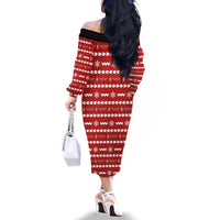 Ho Ho Hold My Beer Santa Christmas Design Family Matching Off The Shoulder Long Sleeve Dress and Hawaiian Shirt Xmas Holiday Patterns - Wonder Print Shop