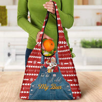 Ho Ho Hold My Beer Santa Christmas Design Grocery Bag Xmas Holiday Patterns - Wonder Print Shop