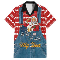Ho Ho Hold My Beer Santa Christmas Design Hawaiian Shirt Xmas Holiday Patterns - Wonder Print Shop