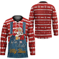 Ho Ho Hold My Beer Santa Christmas Design Hockey Jersey Xmas Holiday Patterns - Wonder Print Shop