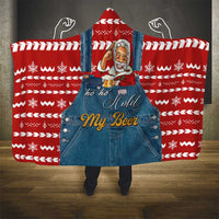 Ho Ho Hold My Beer Santa Christmas Design Hooded Blanket Xmas Holiday Patterns - Wonder Print Shop