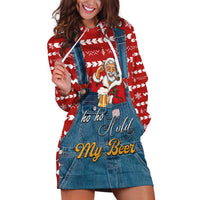 Ho Ho Hold My Beer Santa Christmas Design Hoodie Dress Xmas Holiday Patterns - Wonder Print Shop