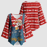 Ho Ho Hold My Beer Santa Christmas Design Kimono Sleeve Blouse Xmas Holiday Patterns - Wonder Print Shop