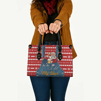 Ho Ho Hold My Beer Santa Christmas Design Leather Bag Xmas Holiday Patterns - Wonder Print Shop