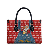 Ho Ho Hold My Beer Santa Christmas Design Leather Bag Xmas Holiday Patterns - Wonder Print Shop