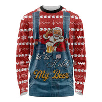 Ho Ho Hold My Beer Santa Christmas Design Long Sleeve Shirt Xmas Holiday Patterns - Wonder Print Shop