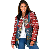 Ho Ho Hold My Beer Santa Christmas Design Padded Jacket Xmas Holiday Patterns - Wonder Print Shop