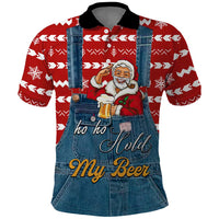 Ho Ho Hold My Beer Santa Christmas Design Polo Shirt Xmas Holiday Patterns - Wonder Print Shop