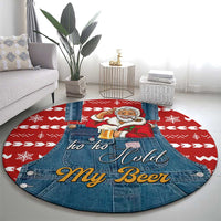 Ho Ho Hold My Beer Santa Christmas Design Round Carpet Xmas Holiday Patterns - Wonder Print Shop