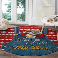 Ho Ho Hold My Beer Santa Christmas Design Round Carpet Xmas Holiday Patterns - Wonder Print Shop
