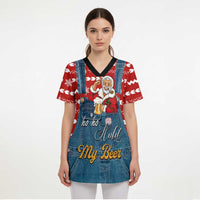 Ho Ho Hold My Beer Santa Christmas Design Scrub Top Xmas Holiday Patterns - Wonder Print Shop