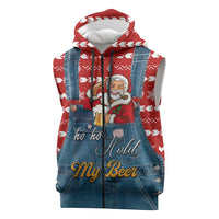 Ho Ho Hold My Beer Santa Christmas Design Sleeveless Zip Hoodie Xmas Holiday Patterns - Wonder Print Shop