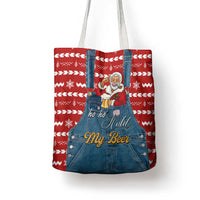 Ho Ho Hold My Beer Santa Christmas Design Tote Bag Xmas Holiday Patterns - Wonder Print Shop