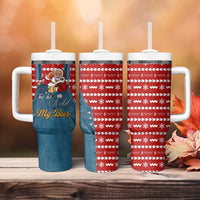 Ho Ho Hold My Beer Santa Christmas Design Tumbler With Handle Xmas Holiday Patterns - Wonder Print Shop